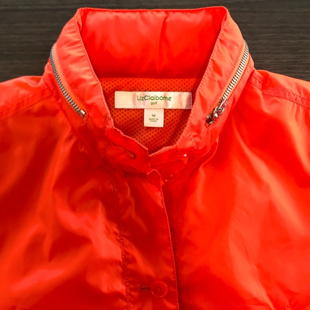 LizClaiborne Golf Bright Orange Lightweight Jacket w/ Zipped Hoodie + FREE GIFTS